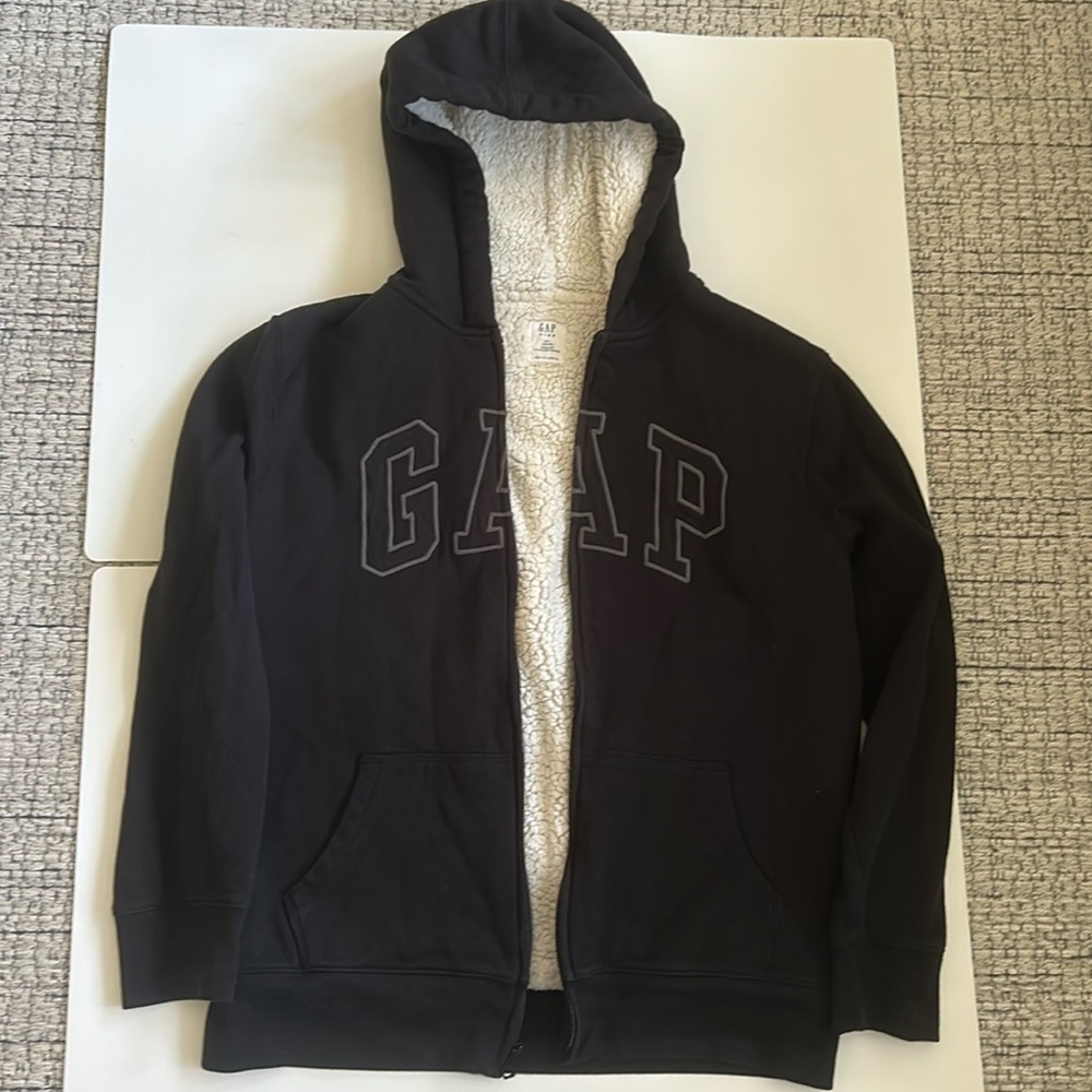 Gap Sherpa-Lined Zip Hoodie, Black, XXL (14-16 Yrs)
